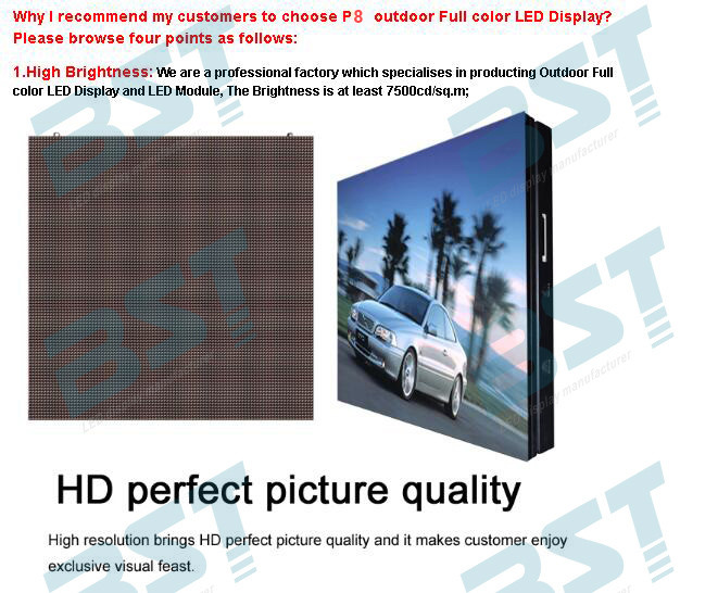 P8 SMD3535 Iron/Aluminum Outdoor advertising LED Display screen with 64dots X 48dots
