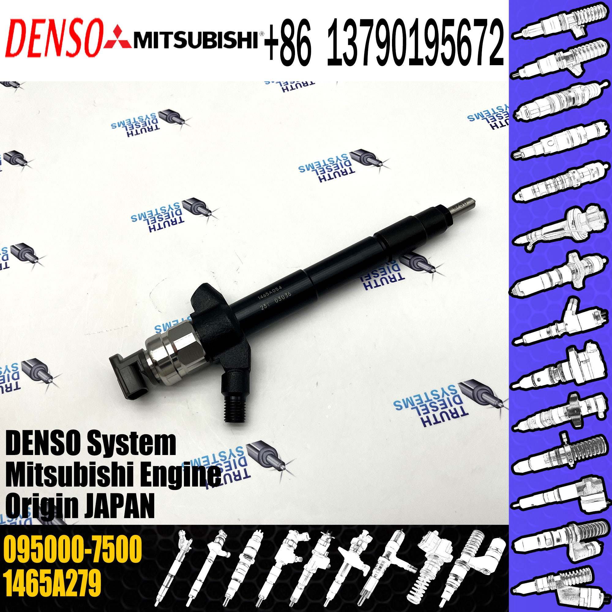 Injector nozzle 1465A279 095000-7500 for Mitsubishi Pajero 4M41 Common rail Injector 1465A279 095000-7500