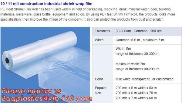 hot sale construction plastic film,10 / 11 mil construction industrial shrink