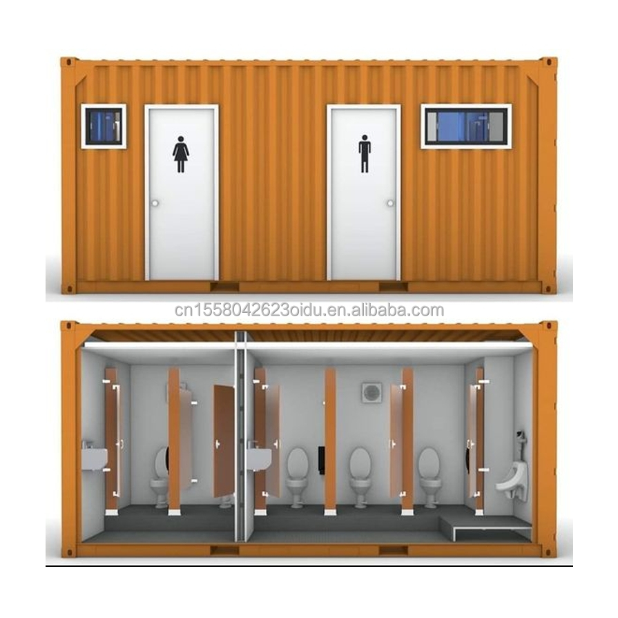Modern Look Prefabricated Container Toilet for Shop or Villa Aluminum Alloy Windows and Mid-Century Modern Design
