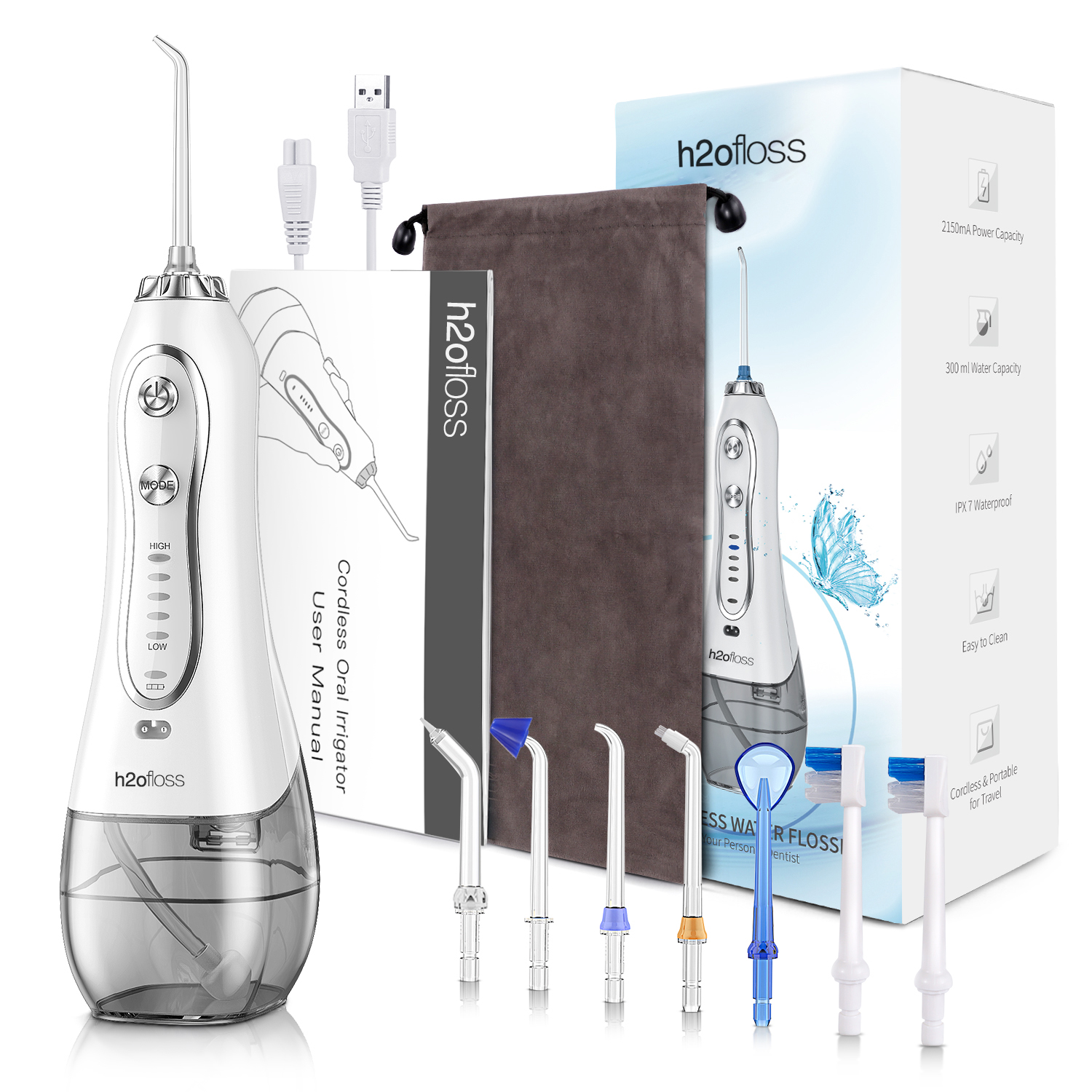 IPX7 Waterproof Cordless Freedom Water Flosser 5 Modes To Clean Teeth