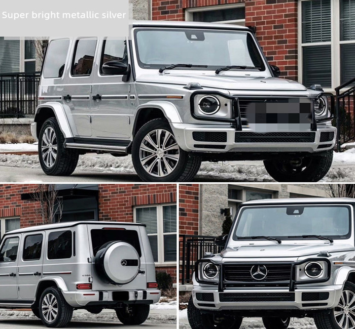 30µM Metallic Silver Gloss Car Vinyl Wrap For Vehicle Advertising