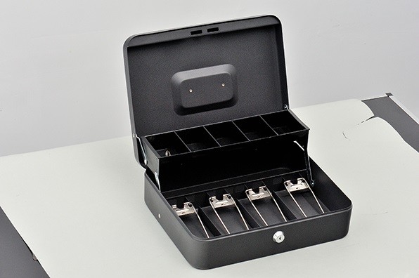 Powder Metal Money Box With Lock Clips / Modern Antitheft Portable Office Money Safes