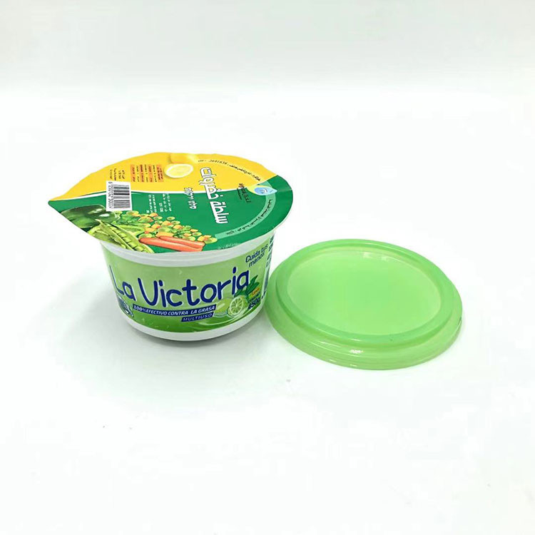 500ml PP plastic cup with lid and aluminum foil cover