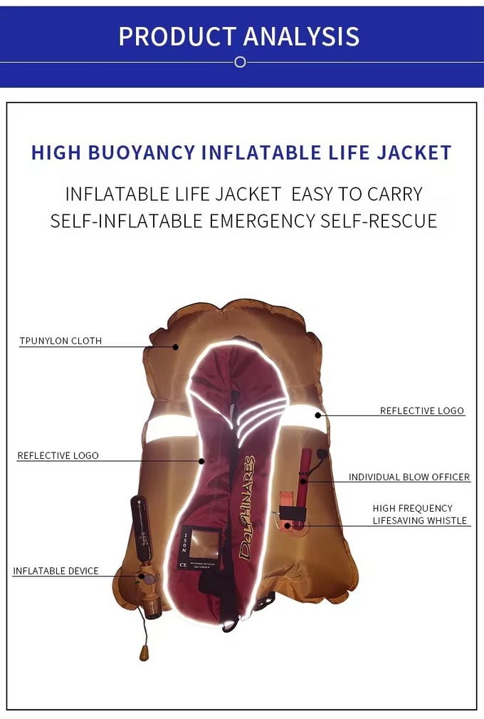 Portable Adult Inflatable Safety Rescue Life Jacket High Buoyancy Life Vest Swim Vest