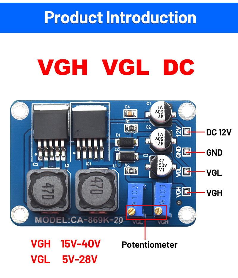 CA-869K Vgh Vgl DC Repair Module Board Converter Tcon Voltage Change Modify Regulator Led Lcd Tv Panel Repair Tool