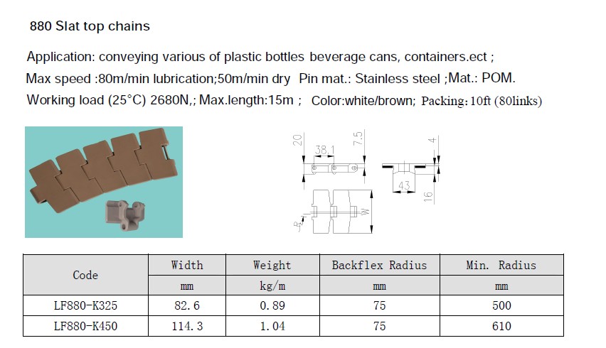 880 SERIES SLAT BEVEL CHAINS