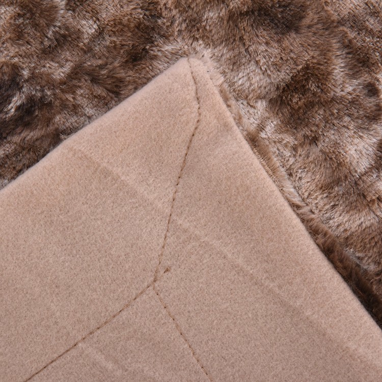 Brushed Pv Velvet Fake Fur Blanket For Children / Adults Allergy Free Brown Color