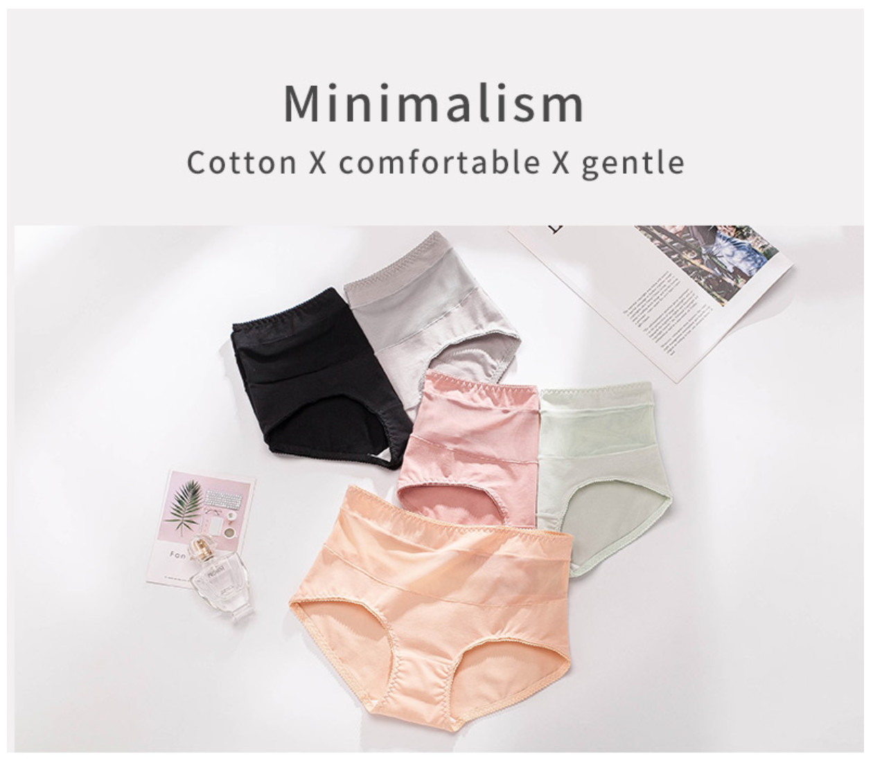 Womens High Waisted Underwear Plus Size Thongs Seamless Sexy Hollow Out Transparent Cotton Crotch