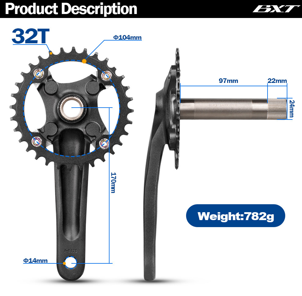 Aluminum Alloy Bicycles Parts Chainwheel Mountain Bike Crankset 104BCD 32T