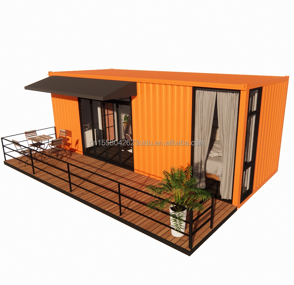 Wooden 20ft Container Office Steel Structure Frame Welded Flat Packaging Container House Garden House
