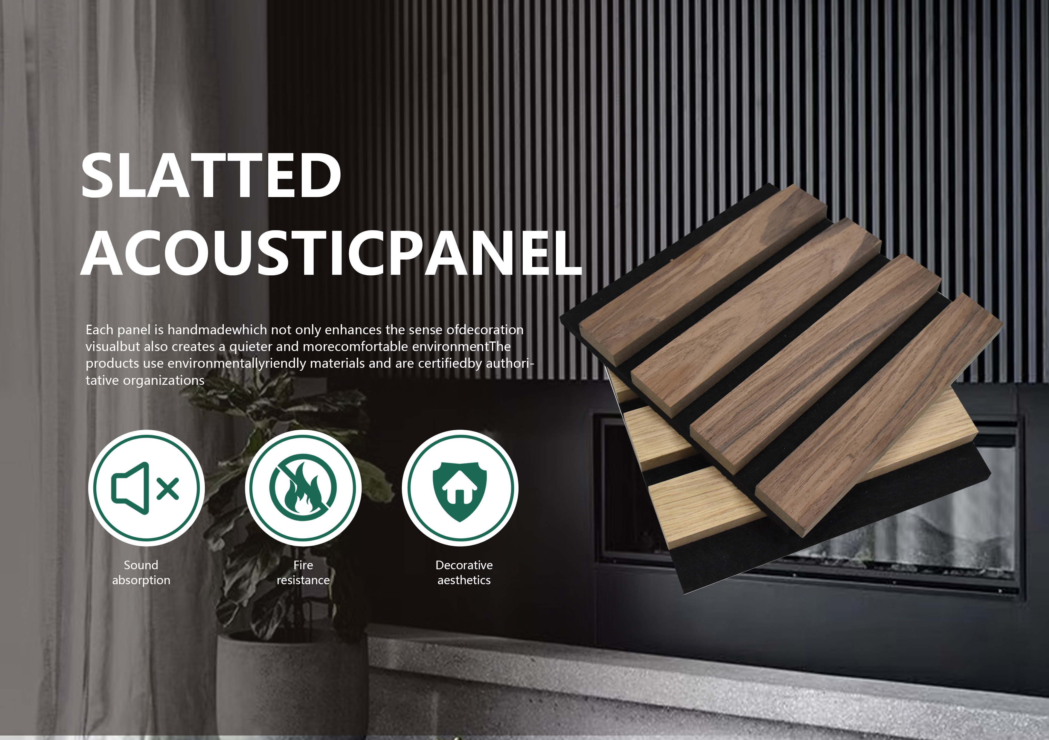 Fr MDF Slatted Timber Acoustic Panels for Wall and Ceiling Decoration 12mm Thickness