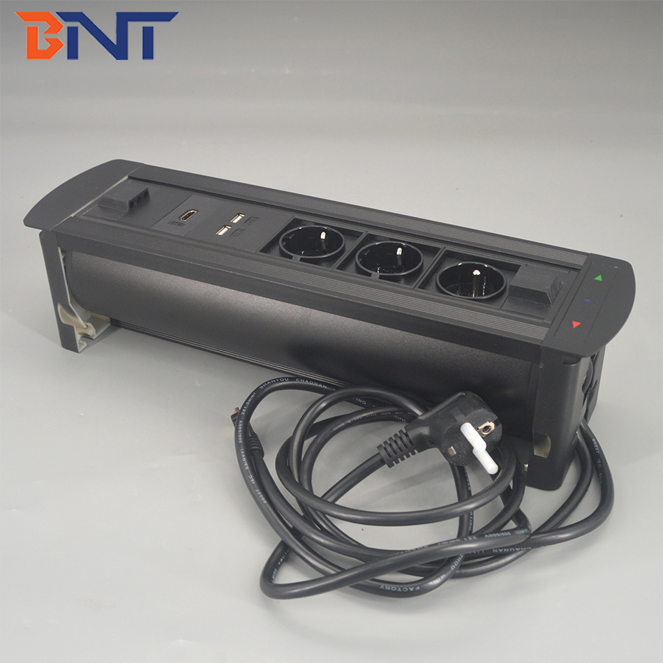 Intelligent modular design automatic flip up conference table socket box