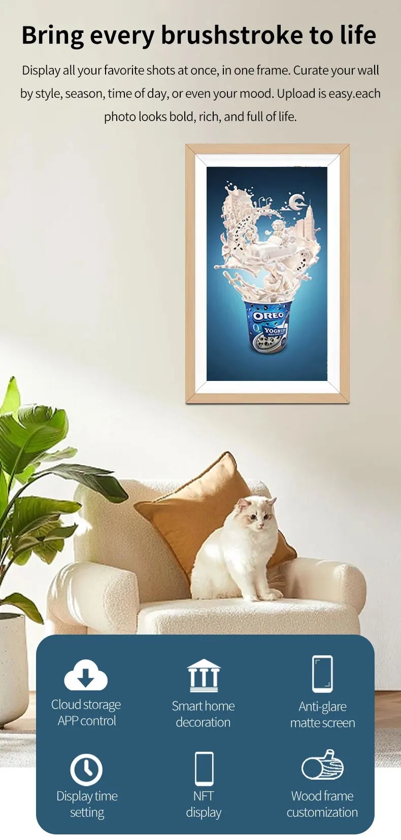Electronic Artistic Digital Photo Frames For Photos Music Images Wall Mount