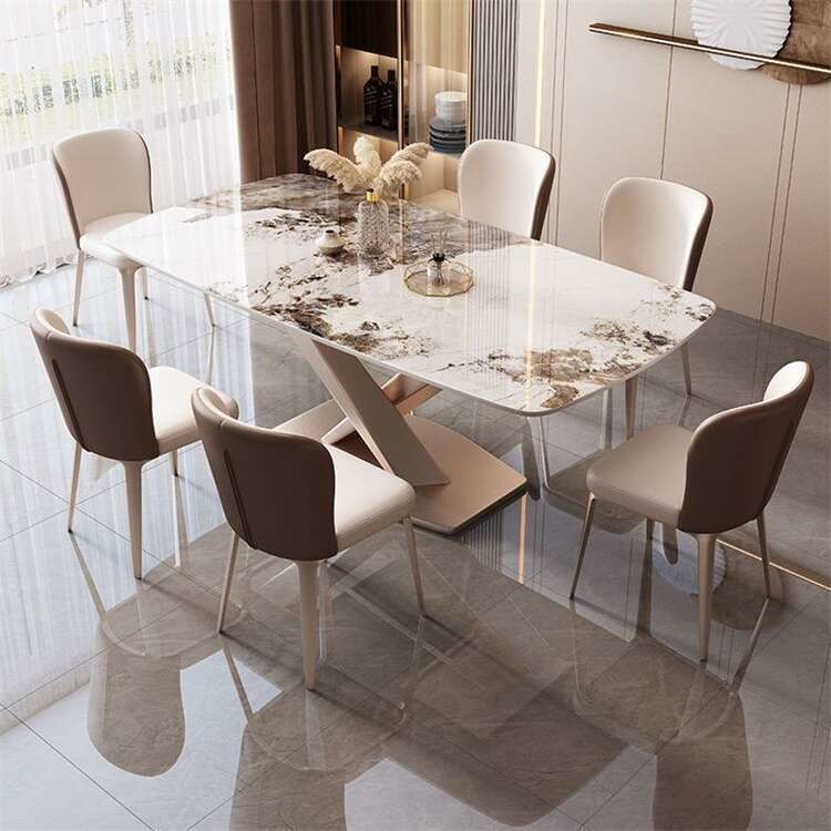 Sintered Stone Table Top Stainless Steel Dining Table With Chairs
