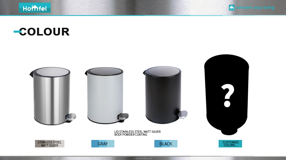 Custom Make Jobs Pedal Bin Soft Close Stainless Steel Waste Bin Rolling Cover Type for Household Bathroom Kitchen Trash Can