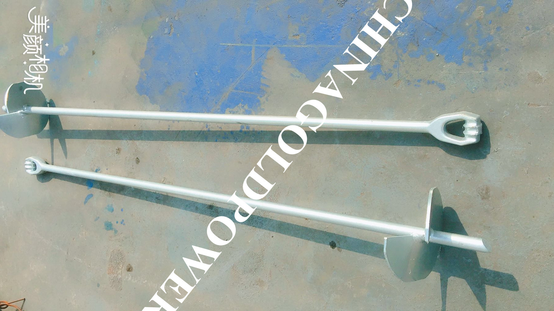 Hot Dip Galvanized Earth Anchors Rods / Twin Eye Steel Ground Anchors 6" Thread Length