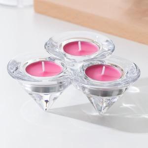 Buy cheap Triple Glass Tealight Candle Holders Triangular Cone Shaped Trio Candle Holder product