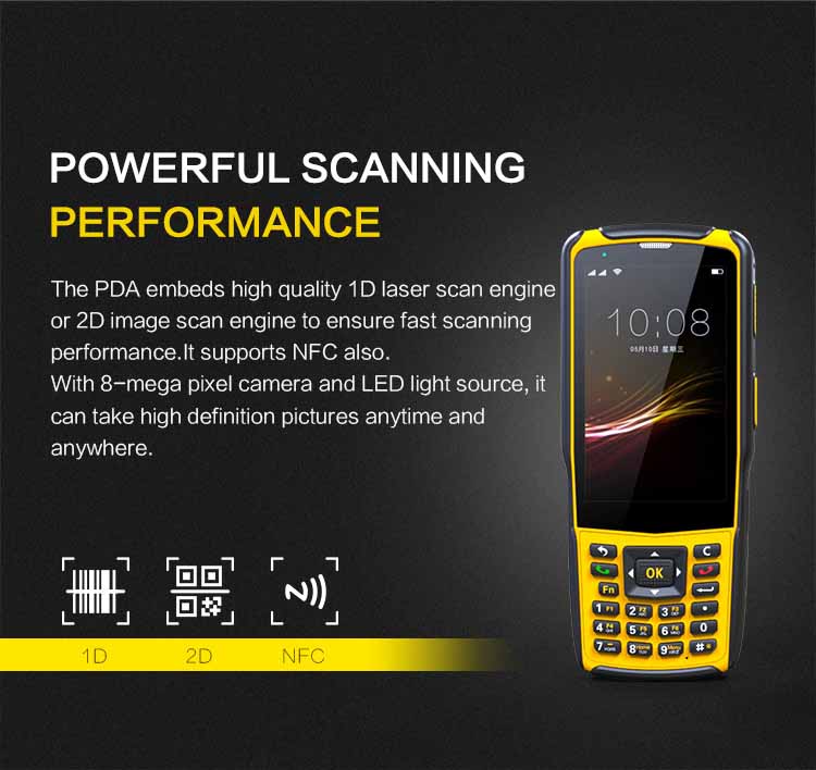S5 Handheld Waterproof 2D Barcode Scanner Reader PDA