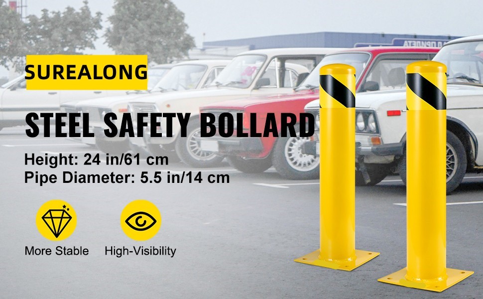 4.5 Inch Diameter Steel Pipe Safety Bollard 48 Inch Height Bollard Post