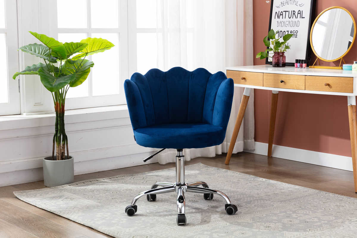 Beautiful 17.72inch Depth Living Room Office Chair Blue Seashell Swivel Chair 8.2KGS