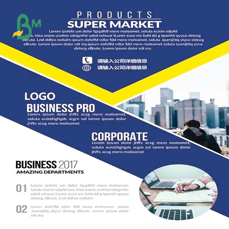 High Smoothness customized sizes Glossy Coated Paper for Leaflet