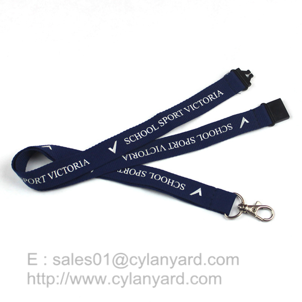 Blue lanyard with metal clasp hook