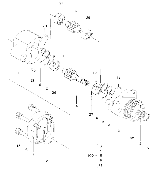 9218004 4255303 0408200 Hydraulic Gear Pump HITACHI Excavator Spare Parts For EX100-2