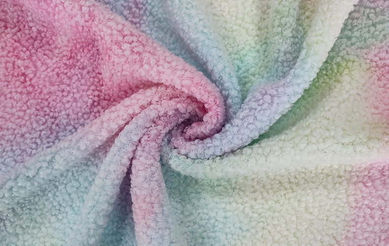 Tie Dye Sherpa Fleece Fabric 280 Gsm 100% Polyester Colorful For Hoodie