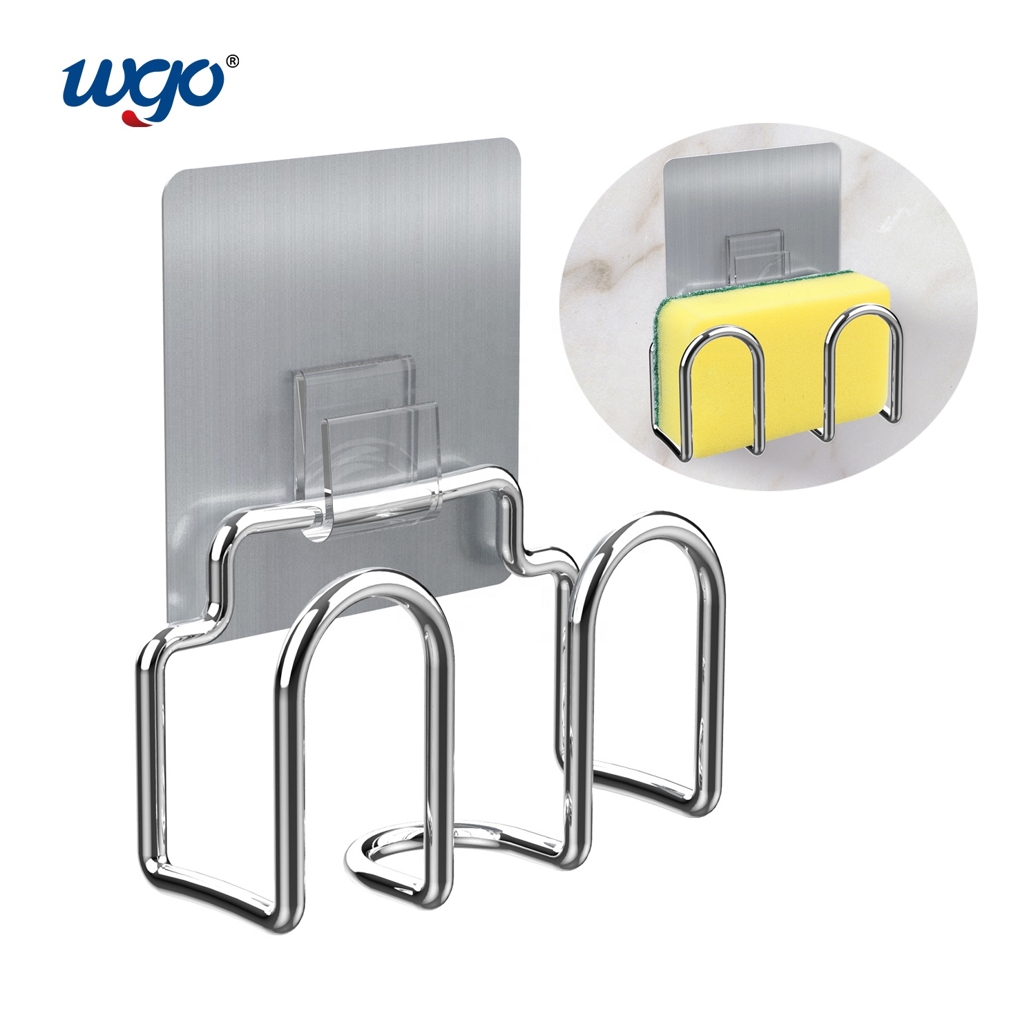 WGO SS304 Kitchen Sink Caddy Organizer Self Adhesive No Install Tools Needed