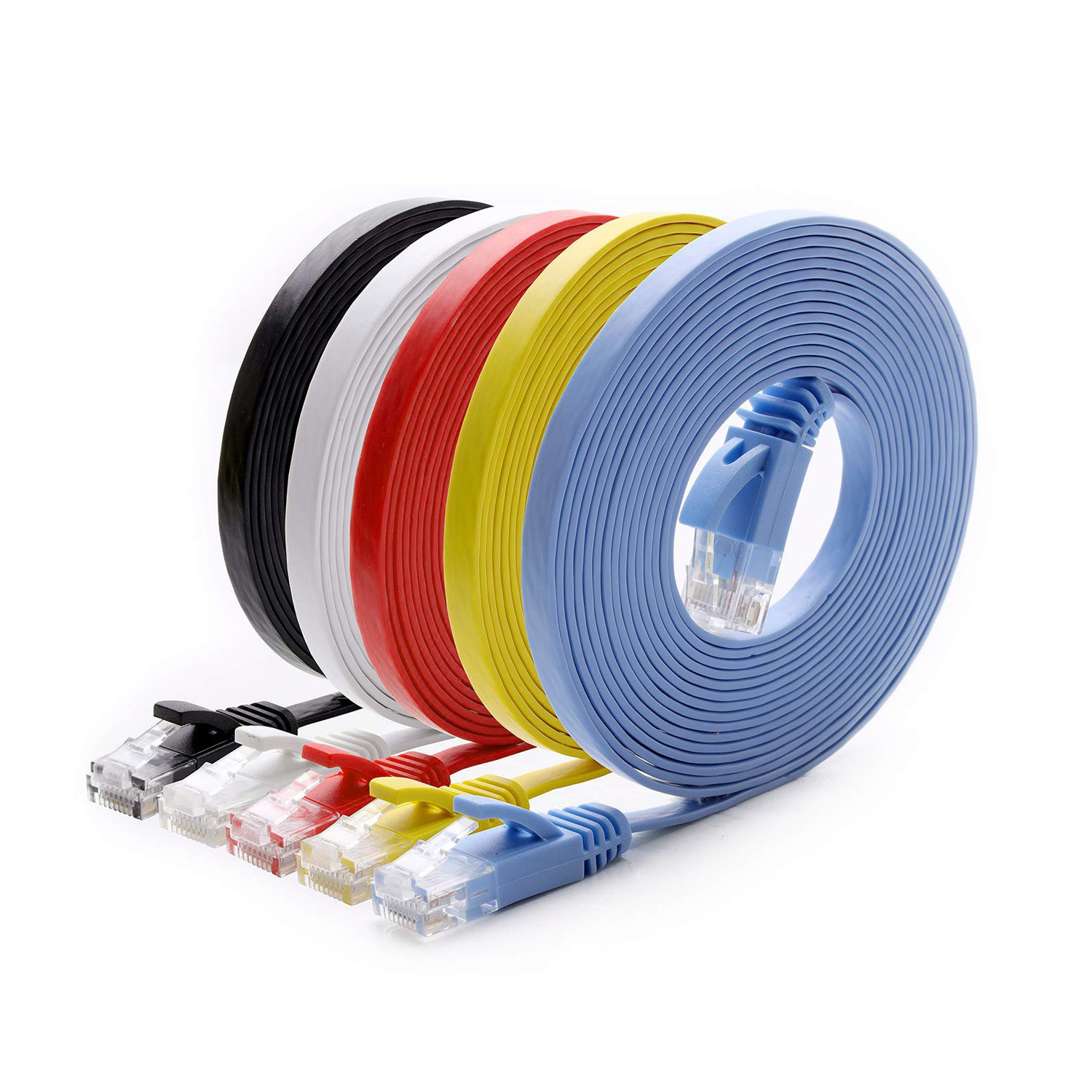 Stable Bare Copper Ethernet Cable Flat , Ultra Thin Cat 6 With RJ45 8P8C