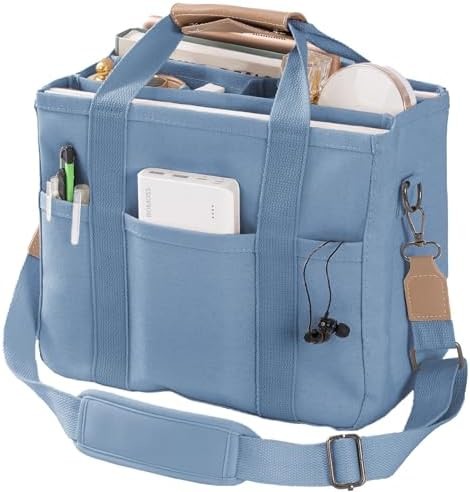 LARGE CANVAS TOTE BAG FOR WOMEN WITH POCKETS,LAPTOP CROSSBODY PURSES EVERYTHING EVERYDAY BAG HANDBAGS FOR WORK BEACH GYM