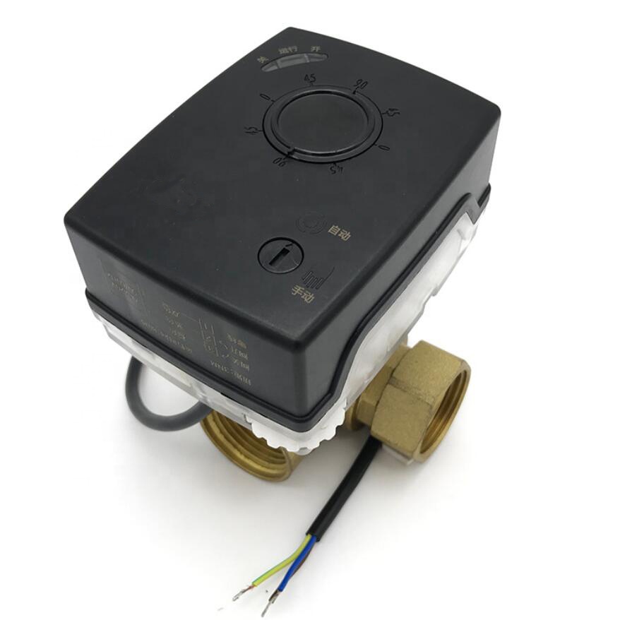 IP65 Compact Electric Actuator 2 way 3way 4way Brass Ball Motorized Valve for air condition
