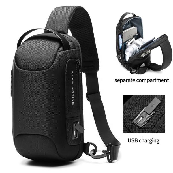 Wholesale waterproof anti theft designer crossbody bag custom logo USB sling