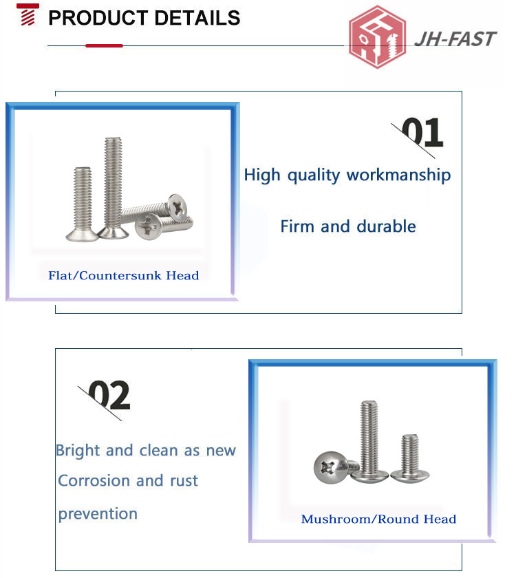 DIN 965 SS304 Stainless steel Cross Countersunk Flat Head Screw