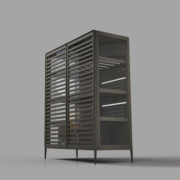 Luxury Living Room Furniture Storage Rack Aluminum + Glass Material