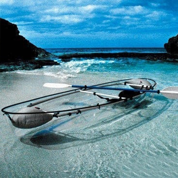 Dual Flotation Bladders 2 Person Clear Bottom Kayak , Light Custom Fishing Canoe