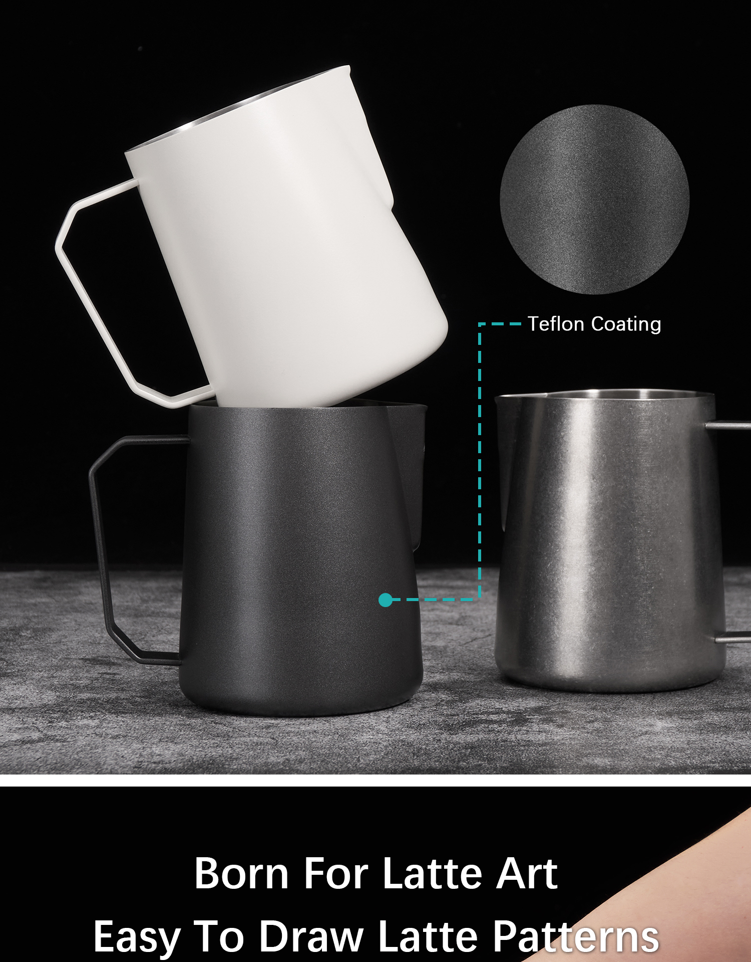 Coffee Tea Tools Stainless Steel 304 350ml 600ml 12oz Frothing Pitcher with Spout