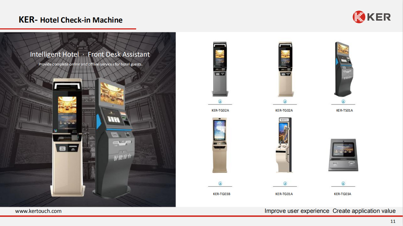 Payment 1280*1024 Receipt Printer 32 Inch Hotel Self Check In Kiosk
