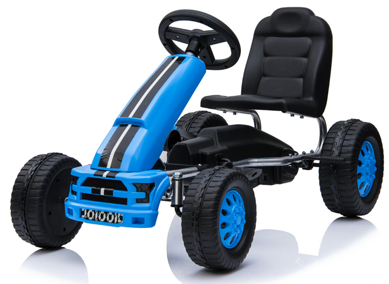 Inflatable Wheel Children's Blue Ride On Pedal Uncharged Go-Kart Car for 8-13 Years