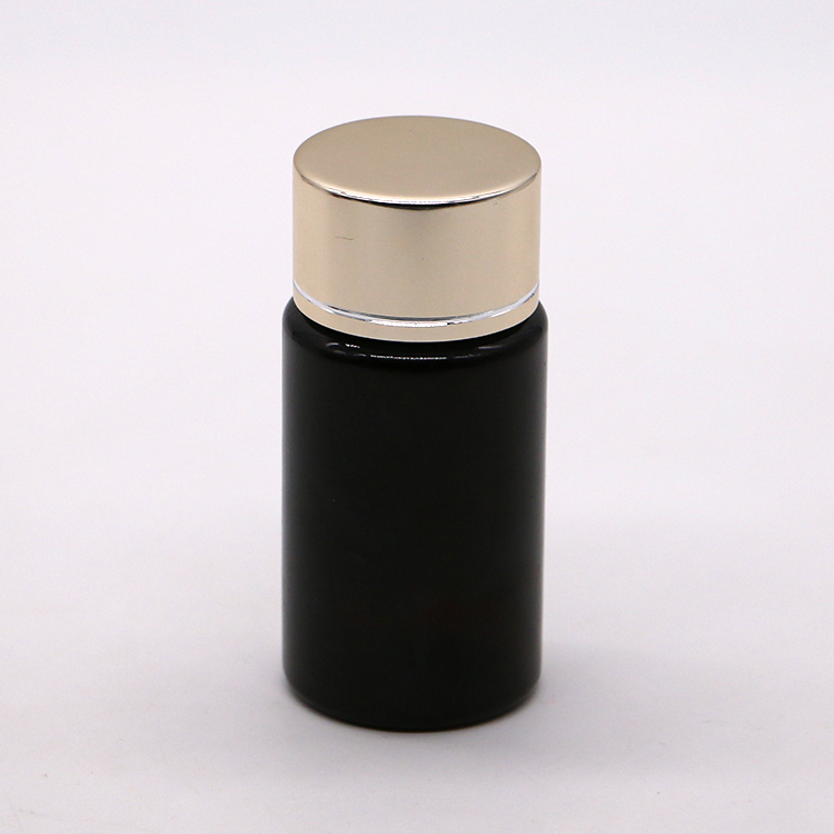 GMP 50ML PET Plastic Medicine Tablet Pill Bottle Container with Gold Silver Coating Cap