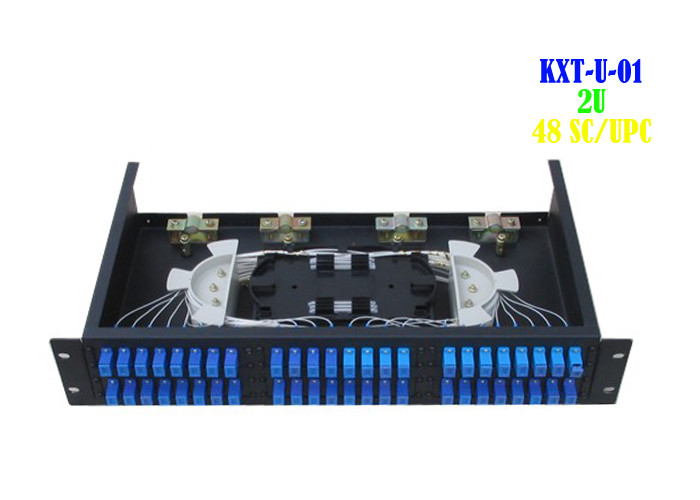 2U Rack Fiber Patch Panel 48 Port , Fiber Optic Termination Panel Cabinet