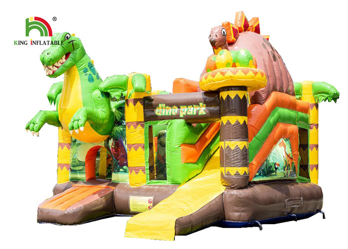 Customized Size Dinosaurs Inflatable Bounce House / Toddler Bouncy Castle With Slide