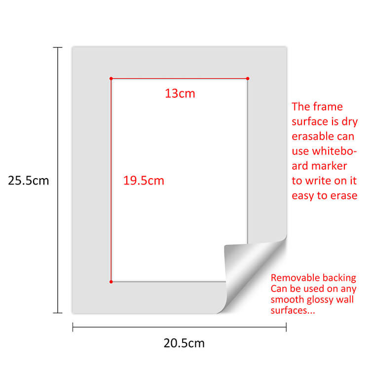 Lightweight Peel And Stick Photo Frames Dry Erase Picture Frame 8x8"