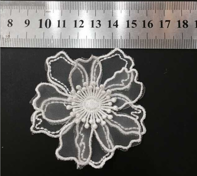 Garment Accessories Embroidery Organza Applique Flower with Sequin