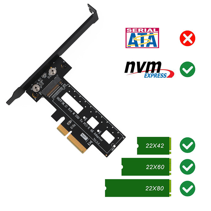 M.2 NGFF PCI-E Nvme SSD To PCI Express 3.0 X4 Host Adapter With Heatsink