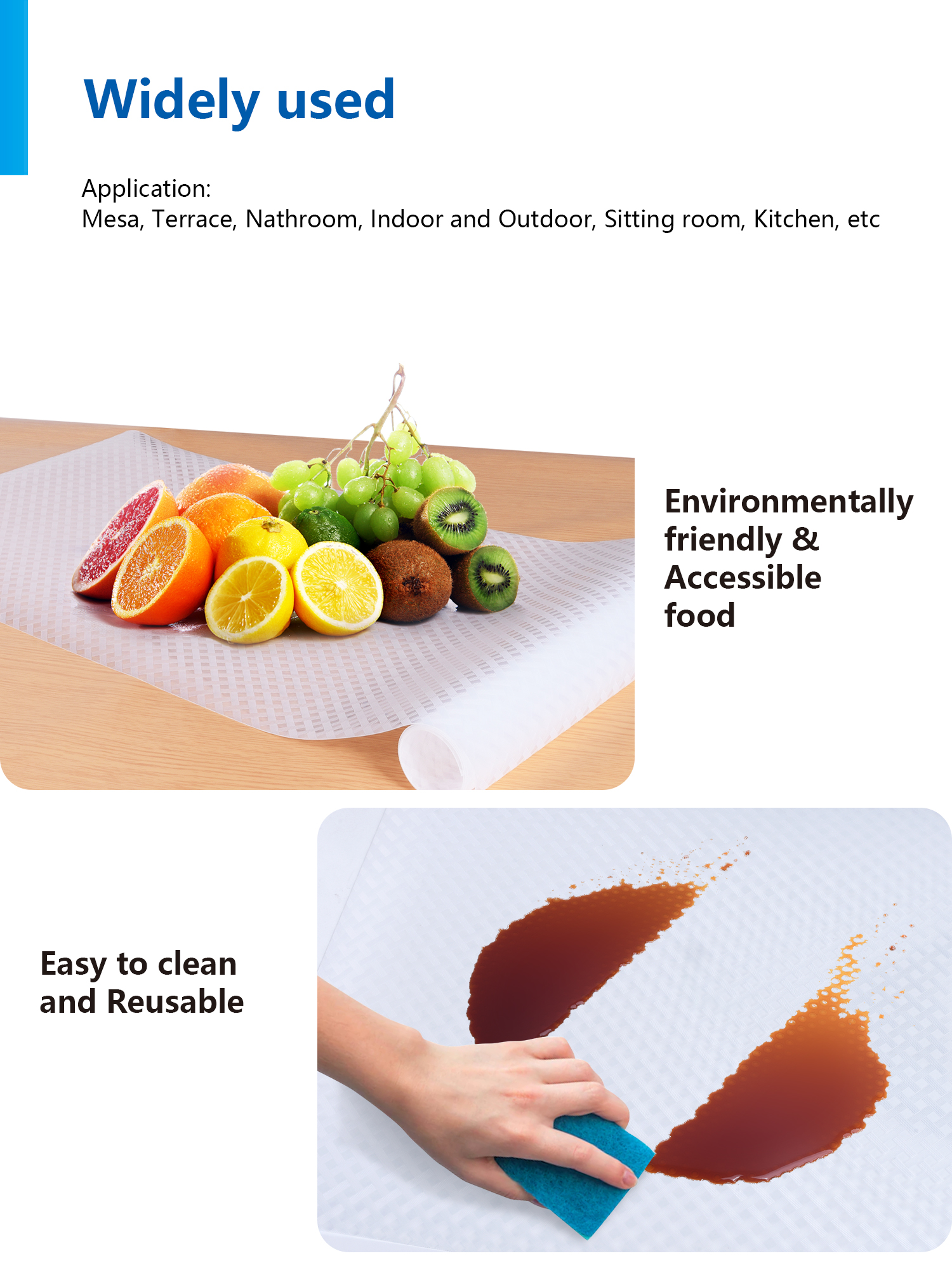 Non Slip Drawer Mat Shelf Cabinet Liners Roll in Blue 45*150cm or Customized Size