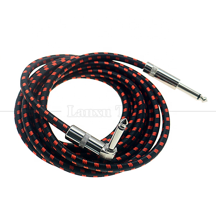 OEM 3ft 10ft 5m 1/4 6.35mm Mono TS Jack Lead Braided Electric Instrument Accessory Amp Effect Amplifier Guitar Patch Cable