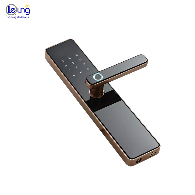Black/Red Bronze Zinc Alloy Tempered Glass Digital Fingerprint Passcode Door Lock