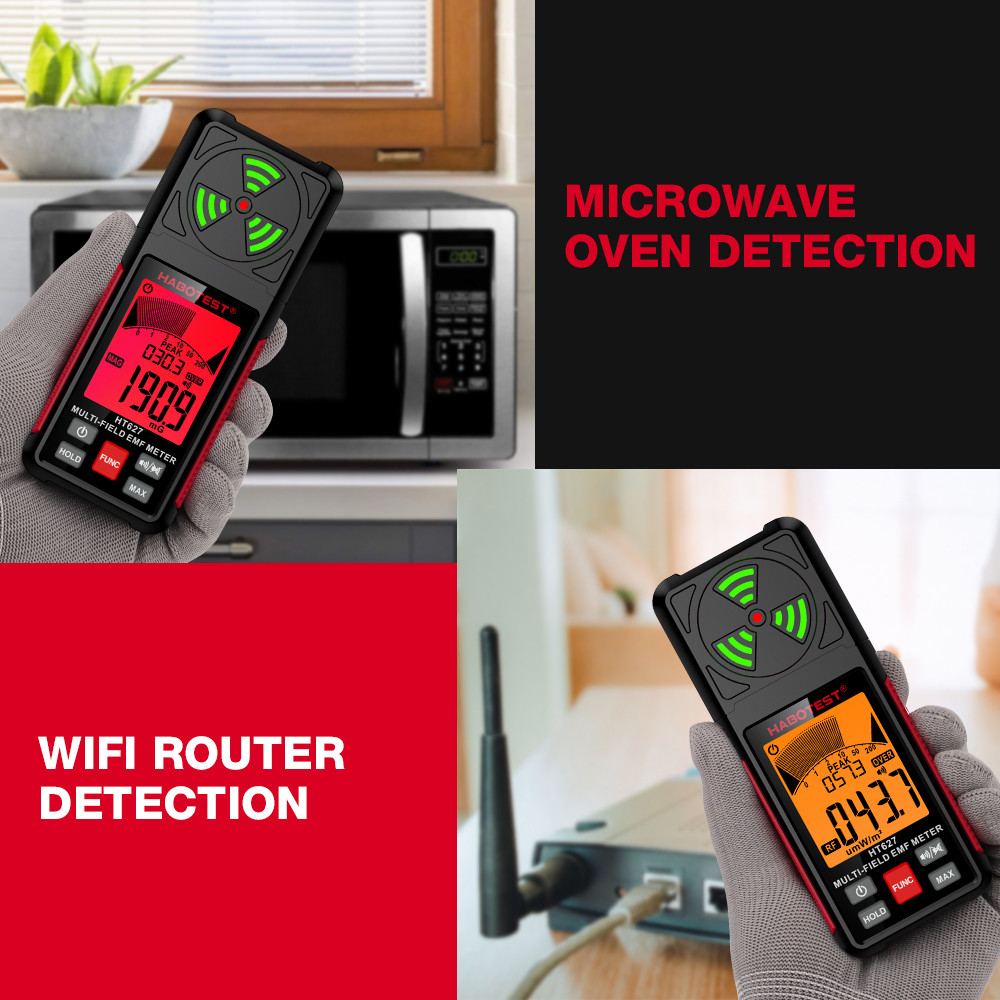 HT627 EMF Meter Professional Electromagnetic Field Radiation Detector Handheld Portable Radio Frequency Warn Meter
